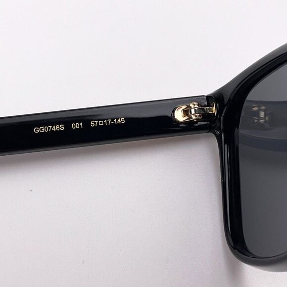 GUCCI GG0746S LOGO 001 Sunglasses Black Grey Anti-Reflective Square Unisex - Picture 9 of 11